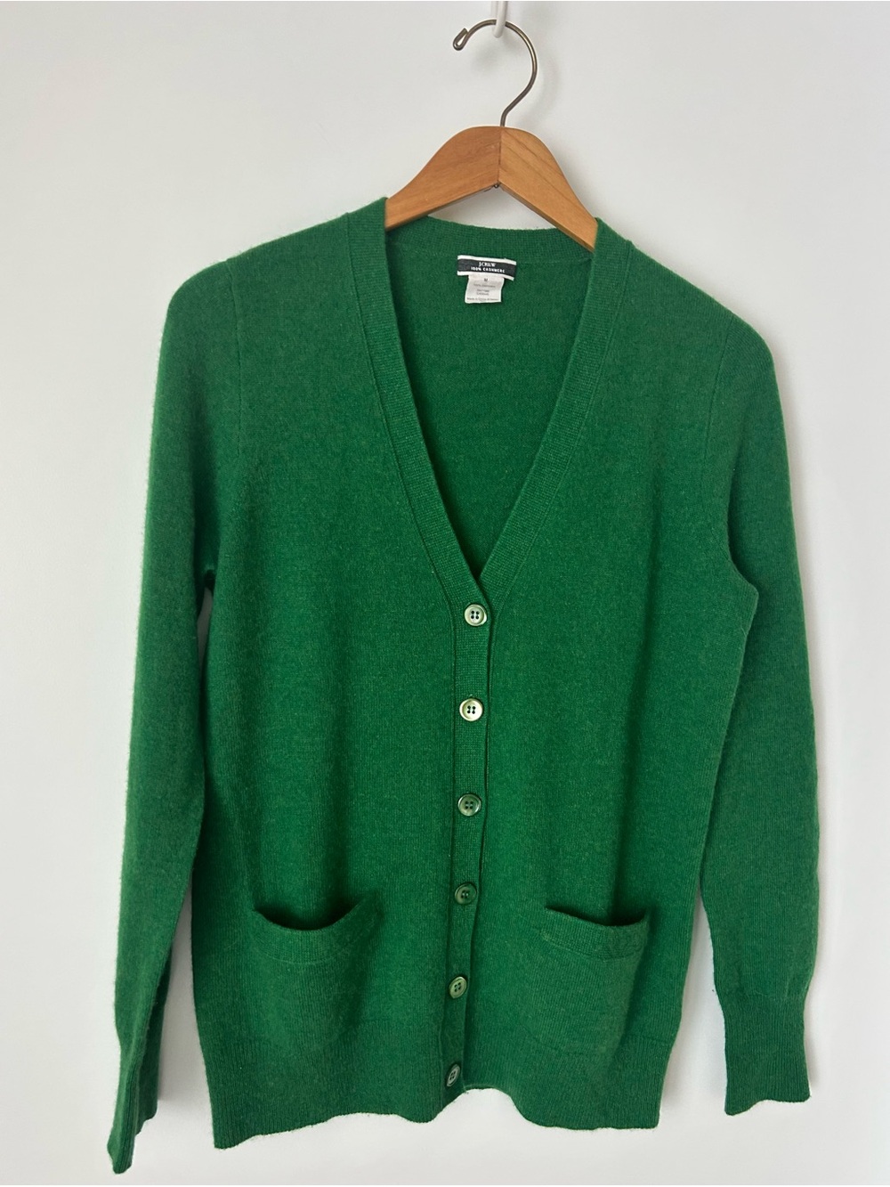 J.Crew 100% Cashmere Boyfriend Cardigan Kelly Green